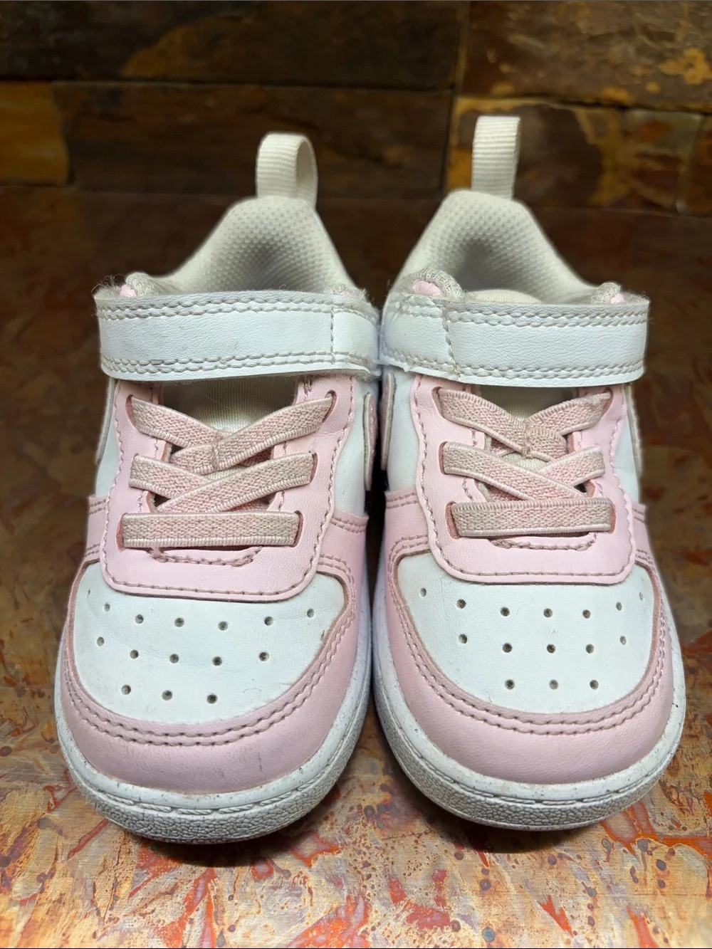 Nike Girls' Pink & White Velcro, Sneakers, Twin Girls